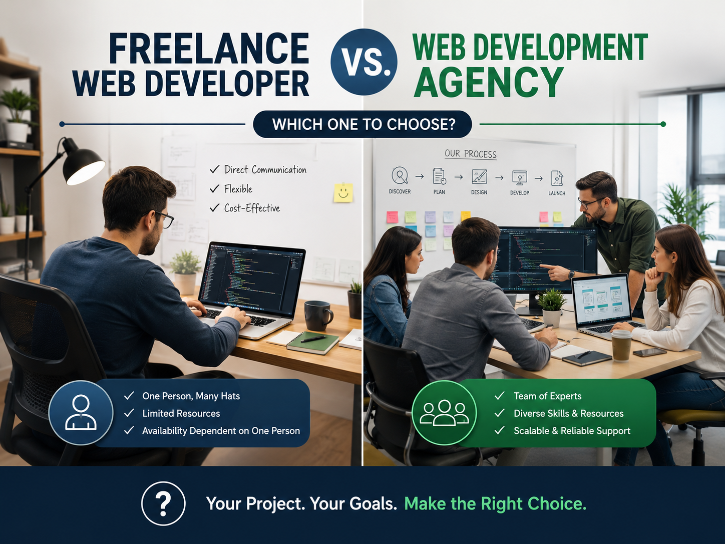freelance web developer vs web development agency